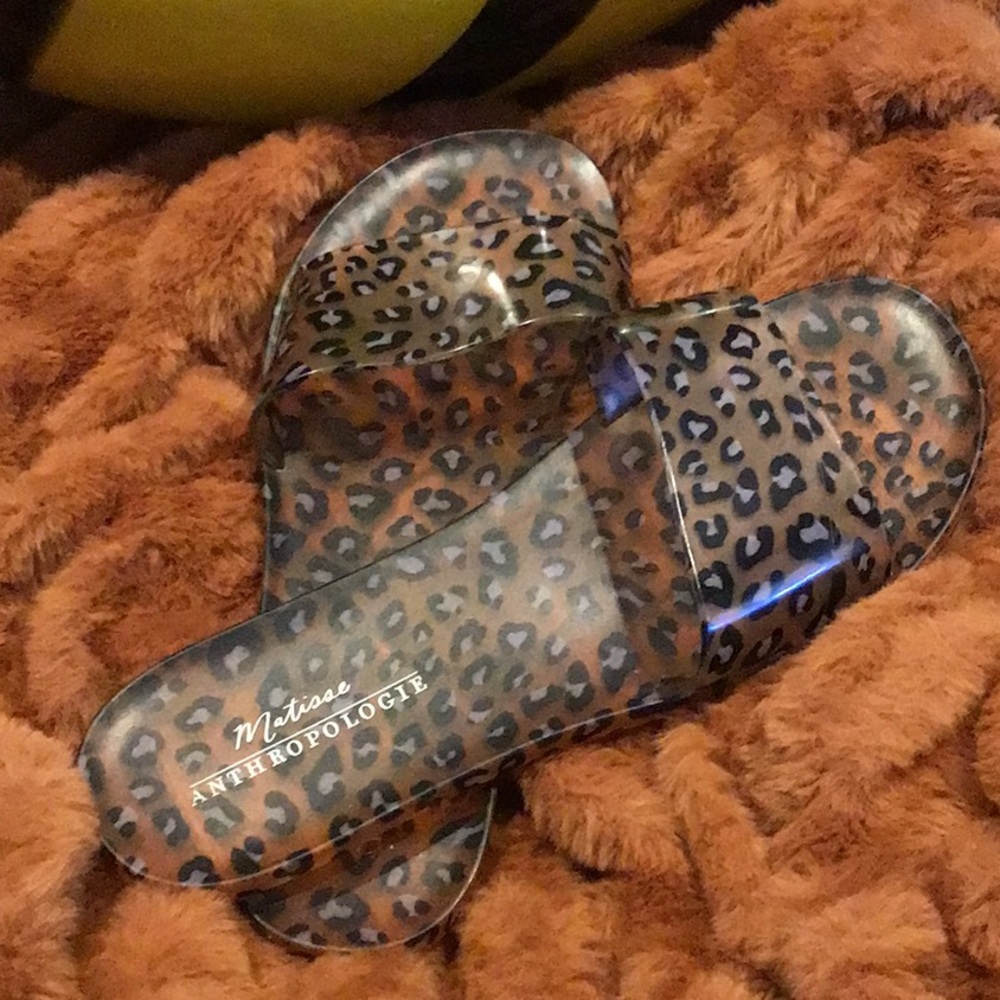 Beach By Matisse Sol Jelly Leopard Slides Open Toe Flat Size 9/40